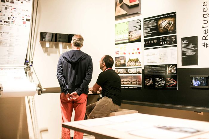 Visitors interacting with the installation